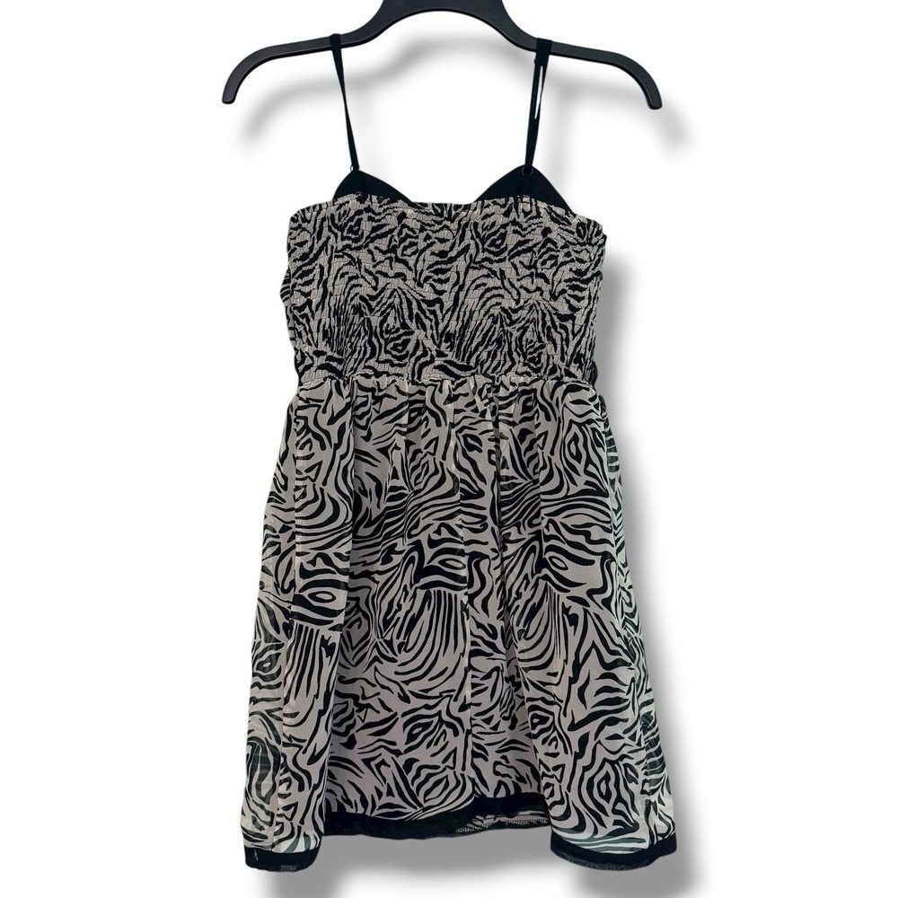 Women's Medium Y2k Babydoll Tank‎ Top Zebra Print 2000s Party Girl Paris Hilton - Picture 6 of 11